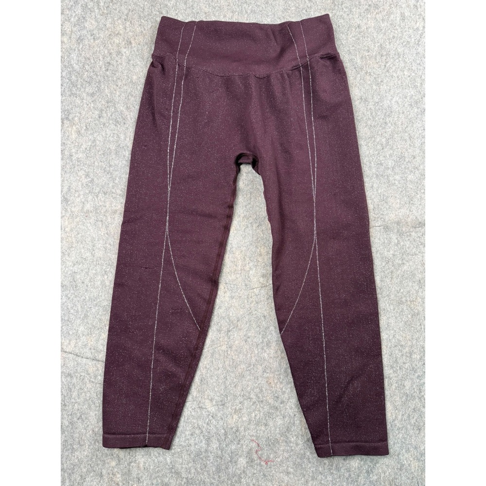 Victoria's Secret Seamless Metallic Shimmer Leggings Plum Burgundy XXL High Rise